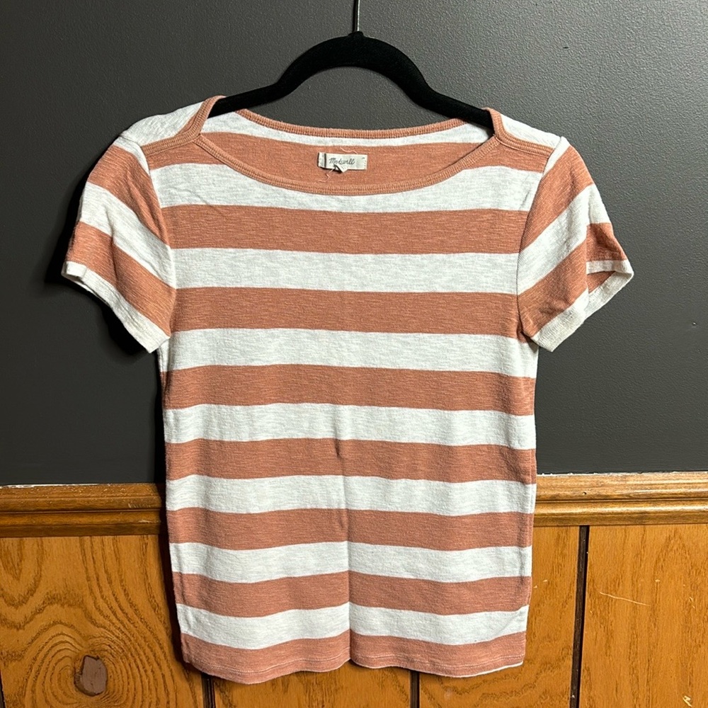 Madewell blush pink & white striped Tee